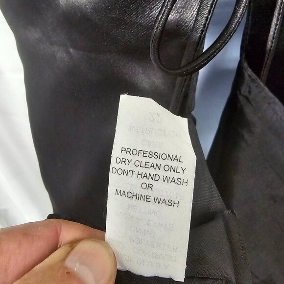 Vintage Kasia for Debut Y2K Black Satin Evening Gown Lace Up Beaded Maxi 22 - Picture 9 of 10